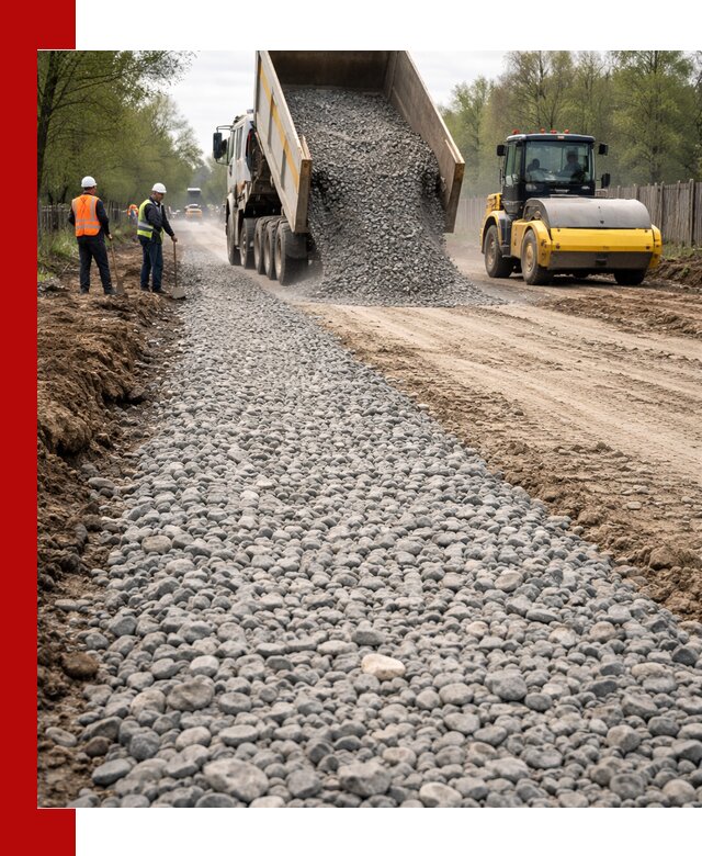 Доставка щебня для отсыпки дорог в Бердске высокого качества