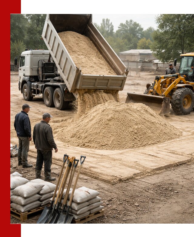 Доставка мытого песка в Бердске с самосвалами по выгодной цене