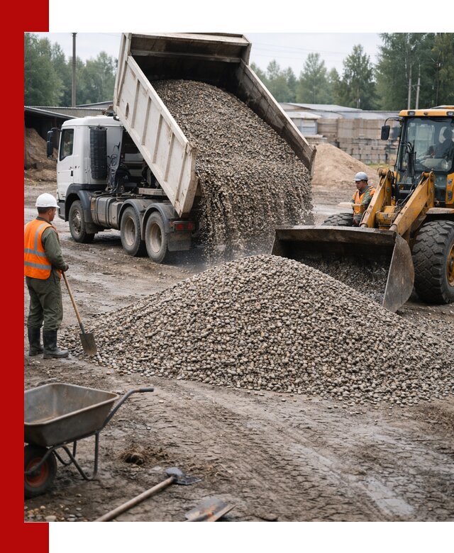 Мытый гравий с доставкой в Бердске от карьера до участка