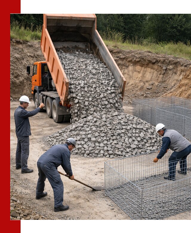 Камень для габионов с доставкой в Бердске быстро и надёжно