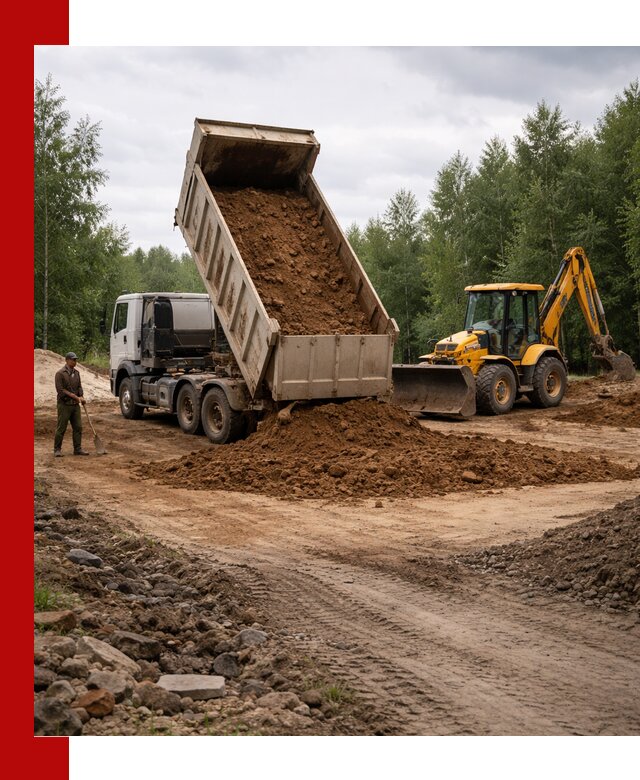 Доставка суглинка самосвалами в Бердске подсыпка и планировка