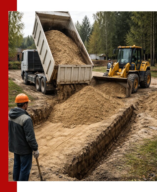 Доставка песчаного грунта в Бердске для строительных работ