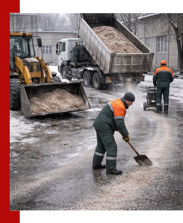 Реагент против гололеда с доставкой и нанесением в Бердске