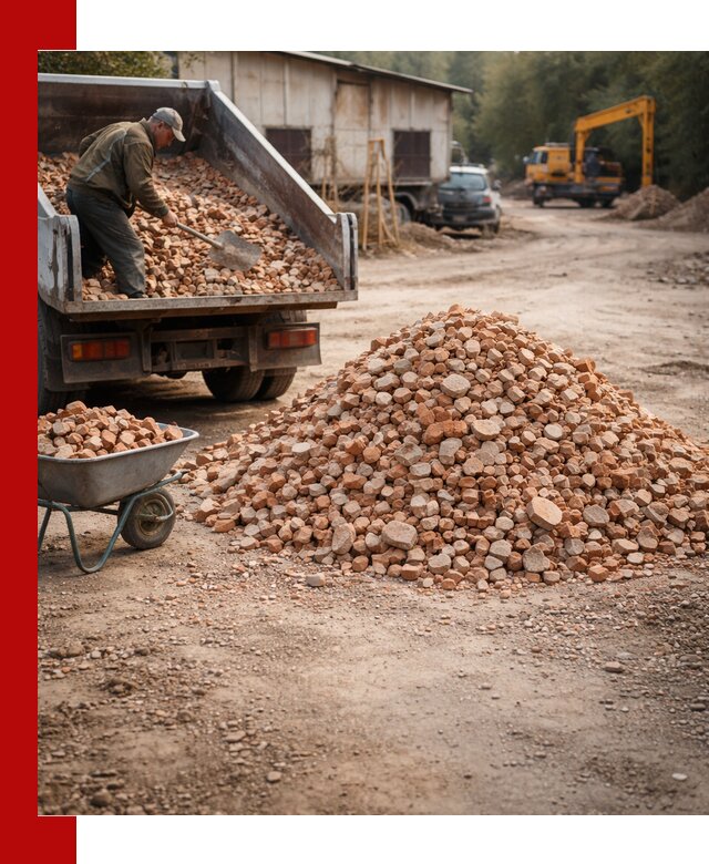 Доставка и подушка из боя кирпича с разгрузкой в Бердске